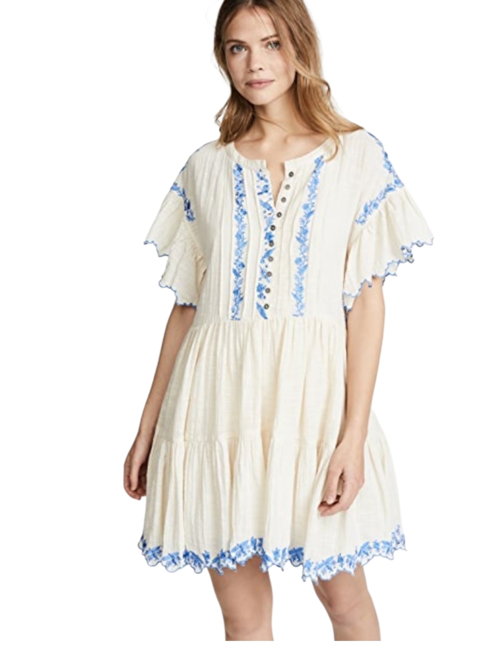 Free People Santiago Embroidered Endless Summer Dress Small Oversized Pockets